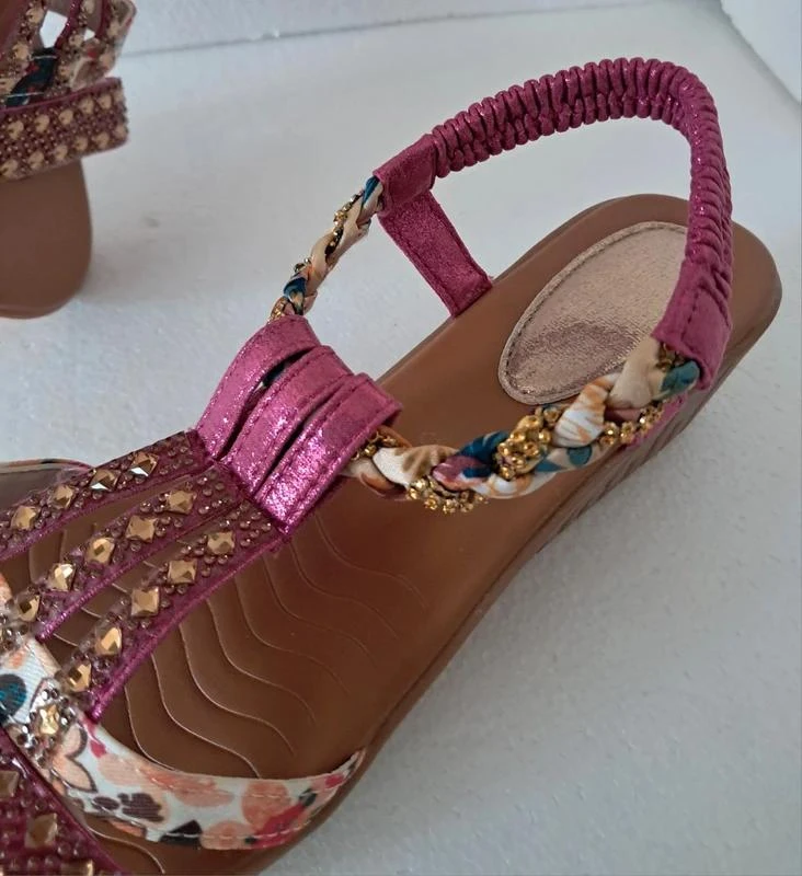 Sandalias abiertas con plataforma Girly - strass - Rosa con strass - Talla 42 – photo 4